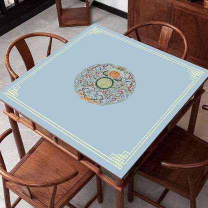 Chinese Style Mahjong Mat, 31.5 * 31.5'' Anti Slip and Noise Reduction Mahjong Table Mat for Poker, Card, Board & Tile Games (Light Blue) - style: Light Blue