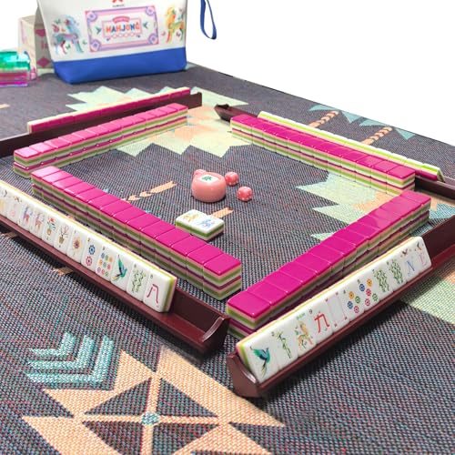 American Mahjong Design Set 1.2-inch 160 Acrylic High-Grade Four Layer Rose Red Mah-Jongg Tiles - color: Rose Red
