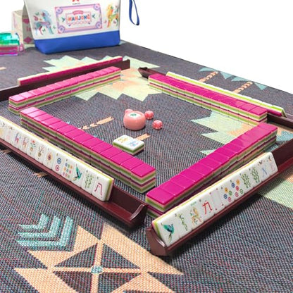 American Mahjong Design Set 1.2-inch 160 Acrylic High-Grade Four Layer Rose Red Mah-Jongg Tiles - color: Rose Red