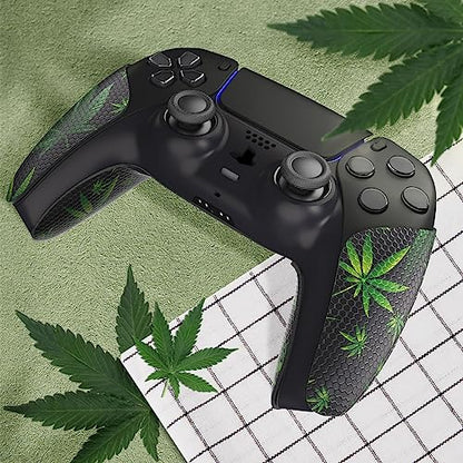 eXtremeRate PlayVital Anti-Skid Sweat-Absorbent Controller Grip for ps5, Professional Textured Soft Rubber Pads Handle Grips for ps5 Controller - Green Weeds - color: Green Weeds
