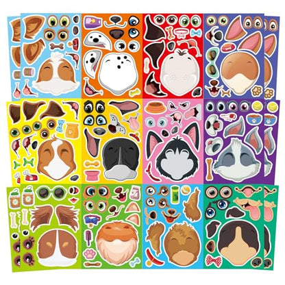 Make a Face Stickers, Make Your Own Dog Stickers for Kids, Animal Sticker | 24 Sheets Dogs Sticker for Birthday Gift Party Favors Supplies Teacher Art Craft, Games School Activity Reward - style: Dog