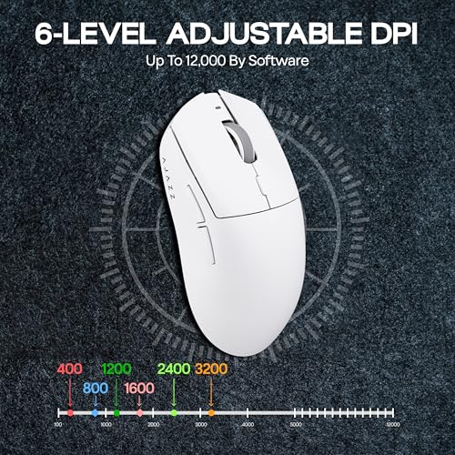MechLands AJAZZ AJ139 V2 MC Gaming Mouse with Charging Base, Adjustable 12,000 DPI, PAW3311 Sensor, 3 Modes Wireless Mouse, 500mAh Battery, 1000 Polling Rate, 66g Lightweight, Win/Mac (White) - color: White