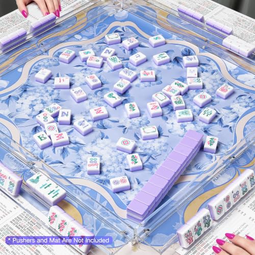 American Mahjong Tile Set, 160 Purple 4 Layer Mah Jong Game Tiles with Tile Bag, Gift-Ready Storage Box, 4 Dice with Pouch, Mahjong Travel Tiles Set, Majiang Set, Majong
