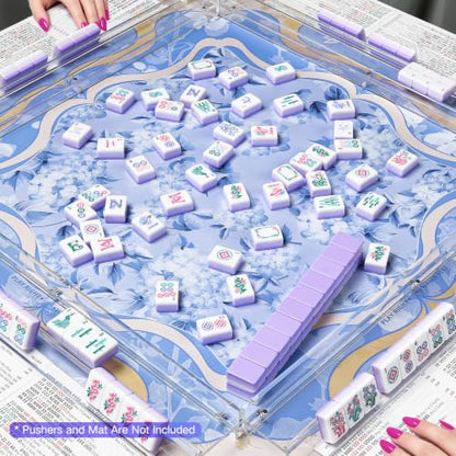 American Mahjong Tile Set, 160 Purple 4 Layer Mah Jong Game Tiles with Tile Bag, Gift-Ready Storage Box, 4 Dice with Pouch, Mahjong Travel Tiles Set, Majiang Set, Majong
