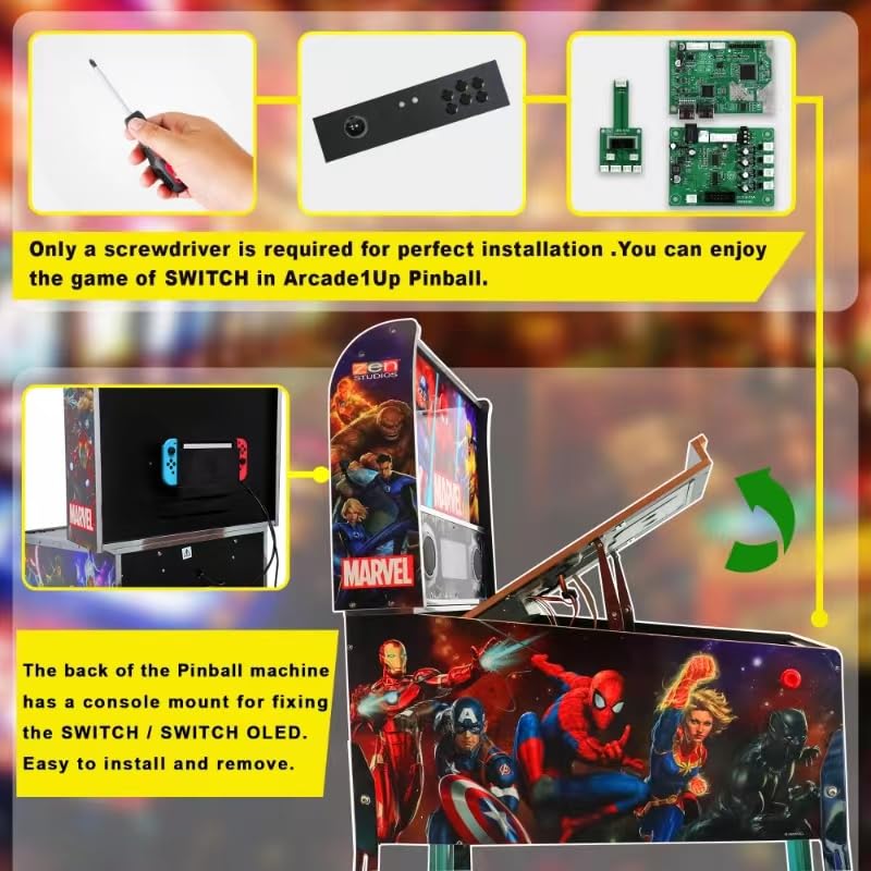 IntecGaming Switch Fighting Stick for Arcade1Up'S Digital Pinball - Expand Your arcade 1up Pinball Games, Play Your Switch on The Pinball, Modded Switch Joysticks Specially Designed for Arcade 1 Up Pinball