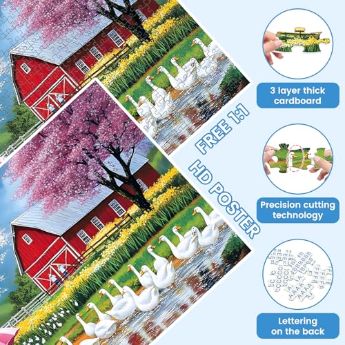 500 Pieces Jigsaw Puzzles Farm Animal Puzzle for Adults Seniors 20.5x15 in | Playing on Rainy Puzzle 500 Pieces, Gift for Birthday, Home Decor - style: Animal Farm