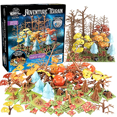 Monster Adventure Terrain 3D Interchangeable Builder System - 91pc Painted Fall Forest Set w Base - Build Modular Worlds in a Snap & Elevate Your Campaign - Compatible with DND Dungeons & Dragons - color: Fall Forest Tree Set