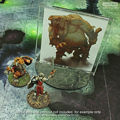 LITKO Paper Figure Stand | Compatible with D&D | 3x3-Inch Round | Reusable clear standee & card holder | Print & Play, Pathfinder & RPG ready | Glue assembly required