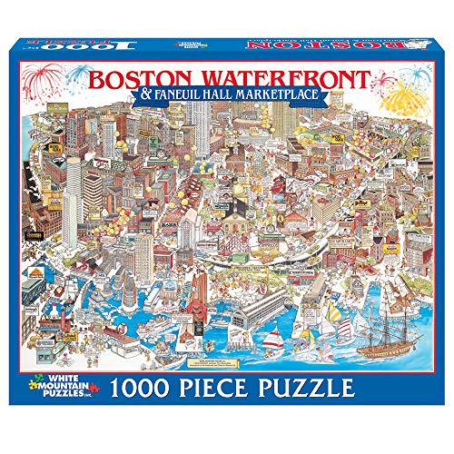 White Mountain Puzzles Boston Waterfront - 1000 Piece Jigsaw Puzzle | Large Pieces, Gift for Adults and Family, 24"x30" in
