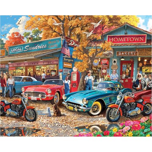 White Mountain 1000 Piece Jigsaw Puzzle Vintage Country Scenic Puzzle with Large Pieces Gift for Adults and Family 24" x 30" - Country Cafe
