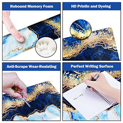 ARTSO Large Gaming Mouse Pad, Keyboard Wrist Rest Pad & Wrist Support Mousepad Set, Stitched Edge, Extended, Non-Slip Base, Memory Foam,Multifunctional Desk Mat 4pcs for Office & Home, Blue Marble - color: Blue Marble