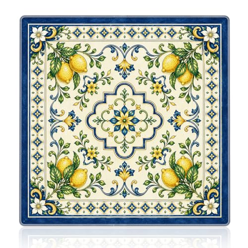 Vintage Italian Lemon Mahjong Mat 31.5"x31.5", Amalfi Coast Mediterranean Lemon Non-Slip Noise Reduction Gaming Mat for American Mahjong Poker Card Board Games Dominoes - color: Vintage Italian Lemon