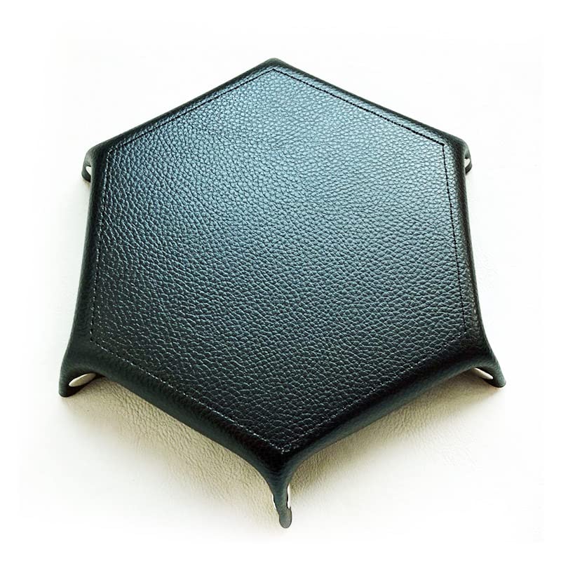 BESCON DICE Hexagon Folding PU Leather & Velvet Dice Tray, Portable Dice Holder for DND, RPG, MTG, & Other Table Games, Black & Red - color: Red&black