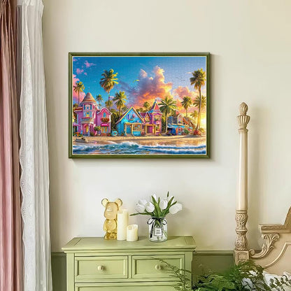 Puzzles for Adults 1000 Pieces,Romantic Beach Jigsaw Puzzle with 1:1 HD Poster,1000 piece Puzzles with Letters on Back, Stress Relief Ideal Gift for Family Games - color: Romantic Beach