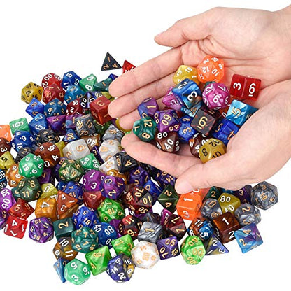 175 Pcs Bulk DND Dice Sets, Polyhedral RPG Dungeons and Dragons Dice, MTG | 25 Set, 25 Colors, D&D Dice, Large Flannel Bag, D4 to D20 Table Games, Pound of Dice, Party Favors