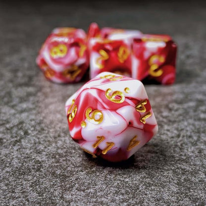 Sage’s Portal Stones DND Dice Set Acrylic Opaque 7-PC Polyhedral DND Dice Set for Dungeons and Dragons D&D Sage’s Cantrips RPG Tabletop TTRPG (Red/White) - color: Red/White