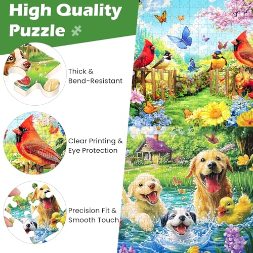 2 Pack 300 Pieces Puzzle for Adults,Bird Jigsaw Puzzles 300 Pieces Dog Puzzle Hummingbird Puzzles 300 Piece for Adults Kids Seniors Premium Cardboard Bird Lover Puzzles - style: Dog Bird