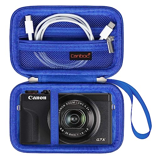 Canboc Camera Case for Canon PowerShot G7 X Mark III/ G7X Mark II Digital 4K Vlogging Camera, Point and Shoot 4K Video Camera Bag, Zipper Mesh Pocket fits USB Cable, Batteries, Blue - color: Blue