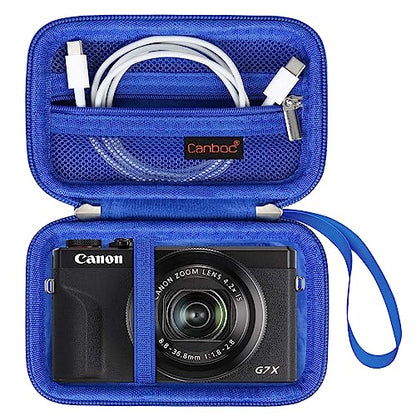 Canboc Camera Case for Canon PowerShot G7 X Mark III/ G7X Mark II Digital 4K Vlogging Camera, Point and Shoot 4K Video Camera Bag, Zipper Mesh Pocket fits USB Cable, Batteries, Blue - color: Blue