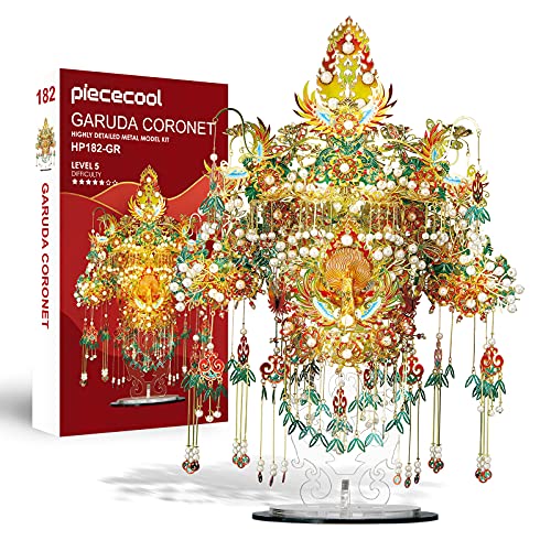 Piececool 3D Metal Asian Puzzles Model Kits- Garuda Coronet Metal Building Kit for Adults, Brain Teaser Puzzle DIY Handcraft Model Kits, Fidget 3D Puzzles Gifts for Teens Man Woman Family- 522 Pcs - style: Garuda Coronet