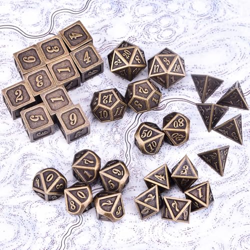 Extended Metal Dice RPG Set | 31 Piece Polyhedral Dice for DND5E Tabletop Role Playing Adventure Games (Bronze) - color: Bronze