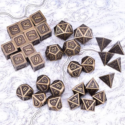 Extended Metal Dice RPG Set | 31 Piece Polyhedral Dice for DND5E Tabletop Role Playing Adventure Games (Bronze) - color: Bronze