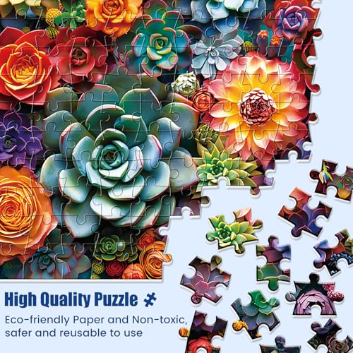 1000 Piece Puzzle for Adults - Colourful Flowers & Succulent Plants Puzzle for Adults Children - Recycled Paper Jigsaw Puzzle 1000 Pieces - Fun and Challenging Family Game Great Gift Idea, 28 * 20 in - style: Succulent Flower