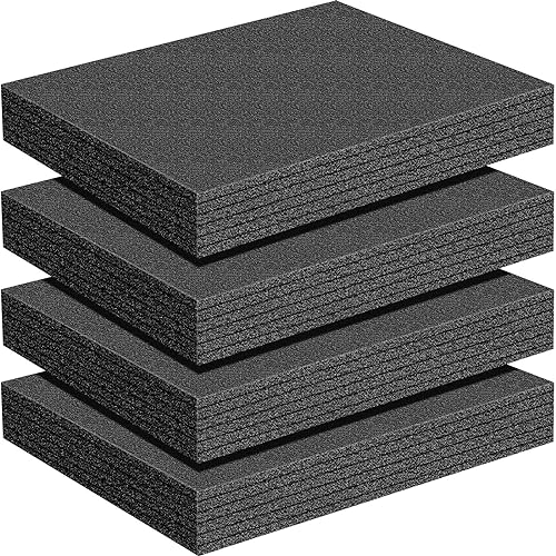 Treela 4 Pcs Customizable Polyethylene Foam Sheets 16x12x2" Black Thick Cuttable Foam Padding Inserts for Cases, Polyethylene Block Sheet for Packing Toolbox Storage and Craft Pad - size: 16x12x2''