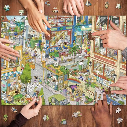 1000 Piece Jigsaw Puzzles for Adults,Busy City Street Puzzle with 1:1 HD Poster, Precise Interlocking, Letter Markings on Back, Dust-Free, Stress Relief & Ideal Family Game Gift - color: Busy City Street