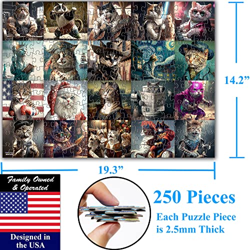 Think2Master Funny Cats 250 Pieces Jigsaw Puzzle Featuring Kittens and Cats. Great Gift. Large Pieces. Size: 14.2” X 19.3” - style: Funny Cats
