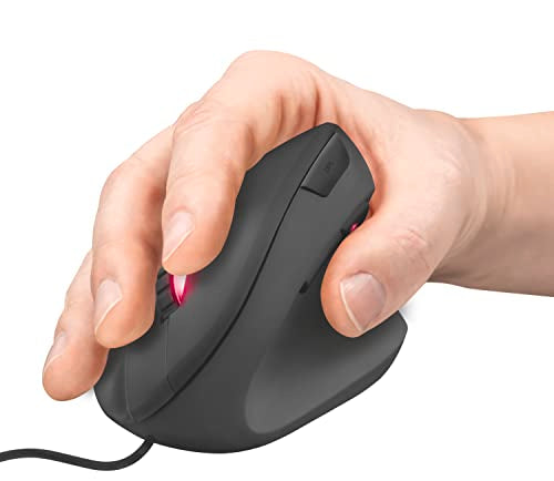 Trust Gaming GXT 144 Rexx Vertical Ergonomic Gaming Mouse, 250-10,000 DPI, 6 Buttons, Black | Ergonomic design prevention against mouse arm / tennis elbow (RSI syndrome), RGB LED lighting, black