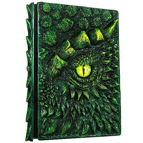 3D Dragon Eye Embossed Journal,Resin Engraving Notebook,Dnd notebook for Dragon Lovers ，Blank Paper,Hardcover Travel Notepad for Writing,Sketchbook,Collection,Gift,Decoration A4 and A5 Size (A5-Green) - color: A5-Green