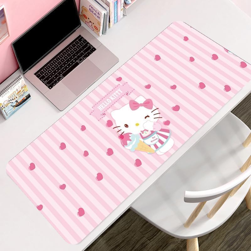 Kitty Girly Cute Gaming Mouse Pads, Long Extended Desk Mat, Extra Large Girl Anime Mousepad Keyboard Pads for Work Game Office Home (Kitty) - color: Kitty