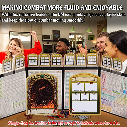 DND Faux Leather Dungeon Master Screen and Initiative & Combat Trakers with Insert Cards