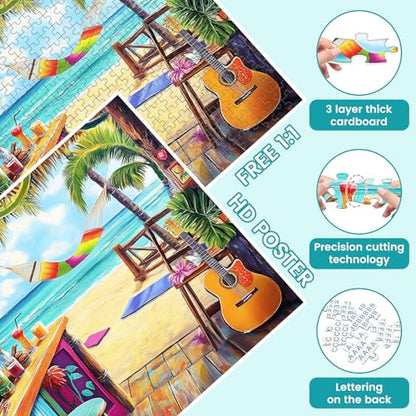 500 Piece Puzzle for Adults, Vacation Jigsaw Puzzle, Seaside Bar Puzzles 500 Pieces Birthday Party for Family Adults Funny Puzzle, Fun and Challenging Family Games 20.5×15 in | Vacation Jigsaw Puzzle Birthday Party Funny Puzzle Fun and Challenging Family