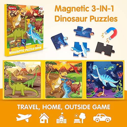 SYNARRY Magnetic Dinosaur Puzzle for Kids Ages 3-5, Travel Dinosaur Toys | 20-Piece Magnetic Travel Puzzle for Kids Ages 4-6, Car Airplane Road Trip Activities, Quiet Toys, Dinosaur Gifts for Kids - style: Dinosaur