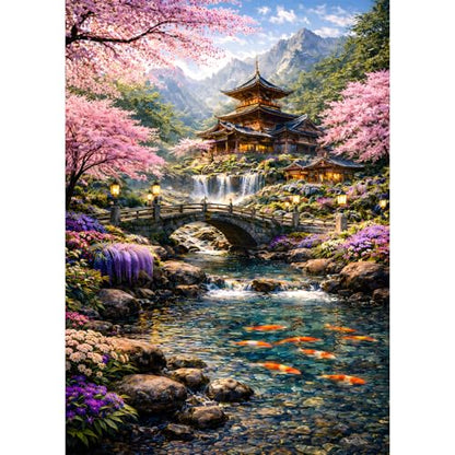 Jigsaw Puzzles for Adults 1000 Pieces Cherry Blossom Impossible Hard Difficult Challenging Puzzle for Adults 1000pc Puzzles Mountain Forest Flower Lake Park Landscape Puzzle 28 x 20 inch