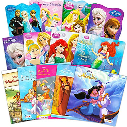 Disney Frozen Pixar Princess Board Book Ultimate Set ~ Bundle Includes 12 Books for Toddlers Featuring Elsa, Ariel, Aladdin, Belle, and Other Disney Favorites