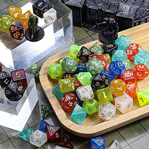 CiaraQ Polyhedral Dice Set - DND Role Playing Dice | Acrylic RPG Dice for Dungeons and Dragons MTG Table Games, Monochrome, 70pcs - color: Monochrome