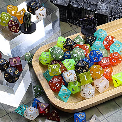 CiaraQ Polyhedral Dice Set - DND Role Playing Dice | Acrylic RPG Dice for Dungeons and Dragons MTG Table Games, Monochrome, 70pcs - color: Monochrome