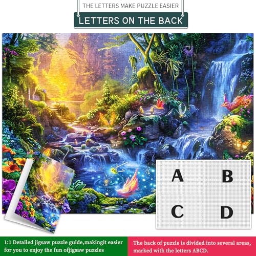 Puzzles for Adults 1000 Pieces,Magic Lake Jigsaw Puzzle with 1:1 HD Poster, Perfect Interlocking No Dust, Stress Relief Ideal Gift for Family Games - color: Magic Lake