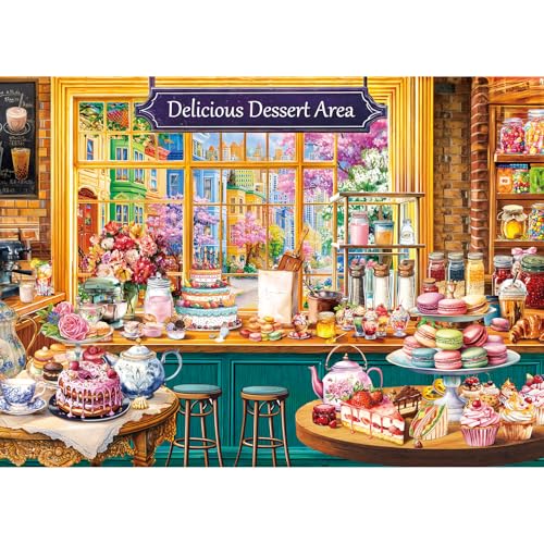 1000 Piece Puzzles for Adults,Dessert Story Jigsaw Puzzle 1000 Pieces for Adults Seniors,Challenging Family Games Holiday Party Gifts -1:1 Poster Interlock Perfectly Letter on Back - color: Dessert Story