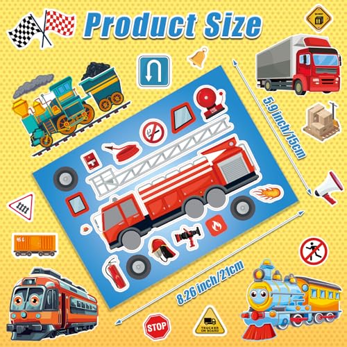 48 Sheets Create Vehicle of Dreams Stickers, Make Your Own Stickers for Boys and Girls, Travel Sticker Books, Party Favors, Birthday, Home, School and Activities Gifts for Kids Ages 3+ - style: Vehicle