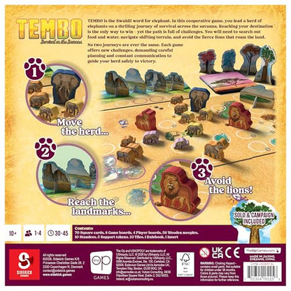 Tembo: Survival On The Savanna Board Game, Guide Your Elephant Herd Across Dangerous Terrain, A Cooperative Strategic Game for Families and Adults, Solo Campaign Included, 1-4 Players, Ages 10+