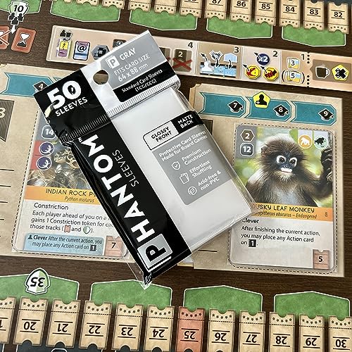 Phantom Sleeves: Brown Size 43 x 65mm: Matte Front/Back - 50 Pack - Transparent Protective Card Sleeves for Board Games, Trading Cards & Card Games