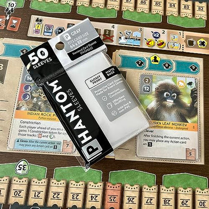 Phantom Sleeves: Brown Size 43 x 65mm: Matte Front/Back - 50 Pack - Transparent Protective Card Sleeves for Board Games, Trading Cards & Card Games