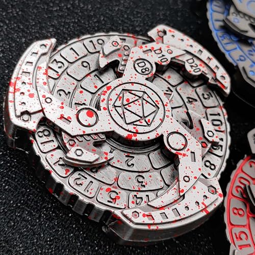 7-in-1 Spinner DND Dice Set, Rotate Metal Rotate Dungeons and Dragons DND Compass Dice, Cool RPG Role Playing Table Game Dice（ - color: Mechanical-blood Sliver