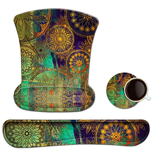 ToLuLu Keyboard Pad Wrist Rest Mouse Pad, Gel Ergonomic Mouse Pads Wrist Support for Computer Laptop Home Office, Mousepad Keyboard Wrist Support Memory Foam for Easy Typing Pain Relief, Mandala Arts - color: Mandala Arts