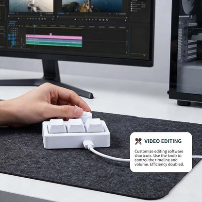 3-Key Mini Programmable Macro Keypad Mechanical Gaming Keyboard | One-touch copy paste or complex macro trigger streamlines daily office work and OSU gaming for double efficiency. - size: 3 keys