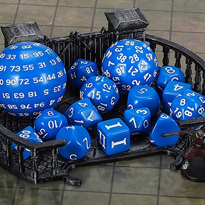 CiaraQ DND Polyhedral Dice Set (15pcs) D4-D100 Game Dice with Dice Bag | Acrylic Role Playing Dice for Dungeons and Dragons MTG Table Games (Blue & White) - color: Blue & White